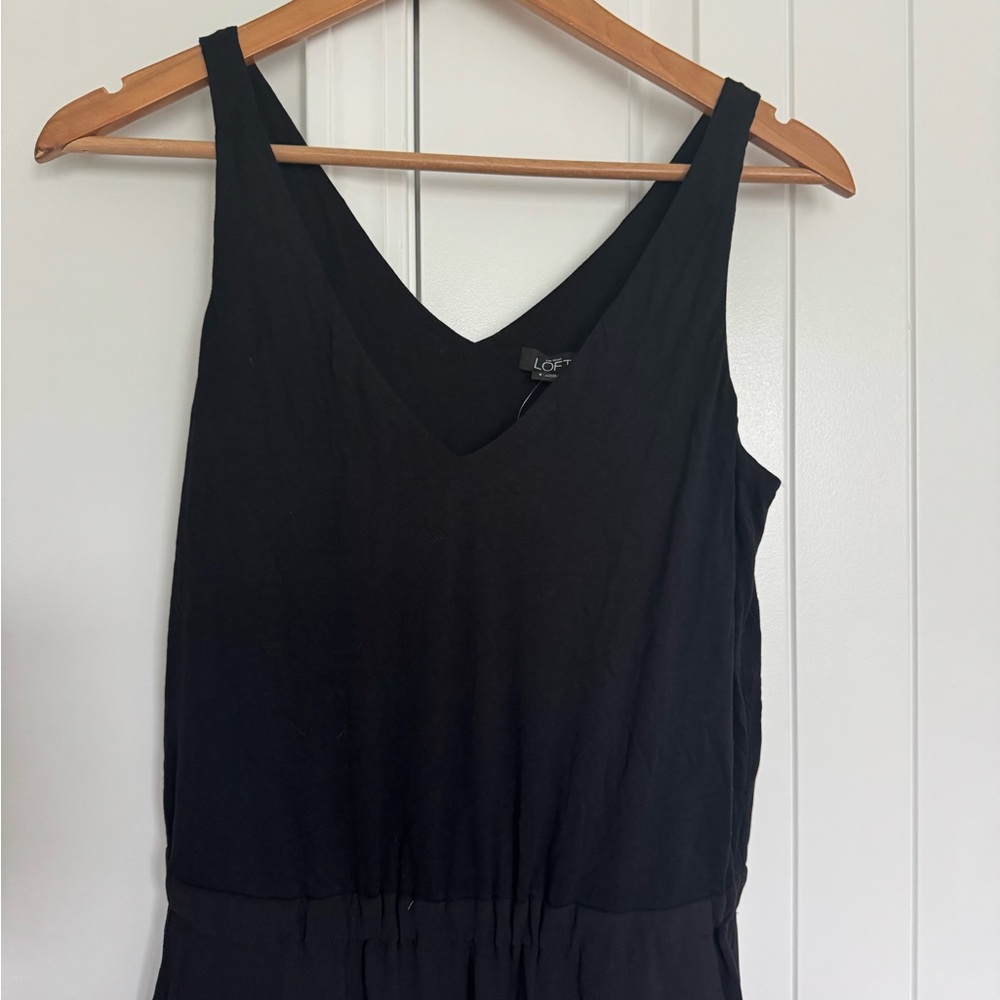 LOFT Black V-Neck Sleeveless Jumpsuit